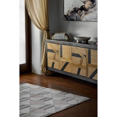 Charcoal Geometric Machine Made Polyester Rug, 8'11" x 12'6"