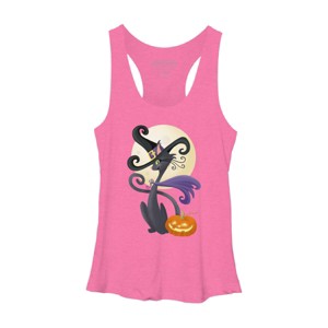 Women's Design By Humans Bewitching Black Halloween Kitty Cat By LittleBunnySunshine Racerback Tank Top - 1 of 3