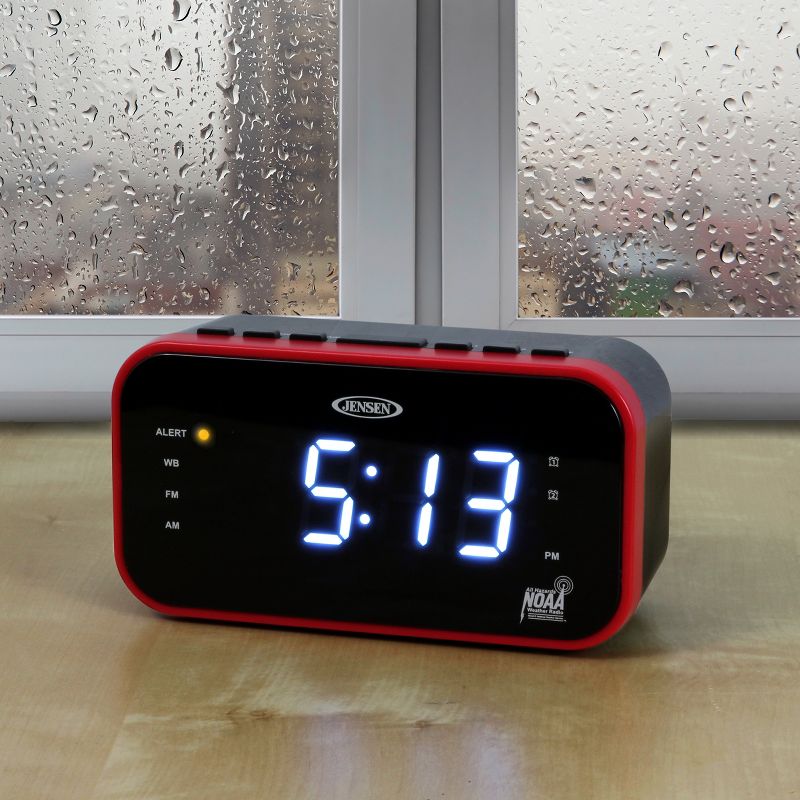 JENSEN AM/FM Weather Band Clock Radio with Weather Alert, Dual Crescendo Alarm, Dimmer (JEP-150), 6 of 7