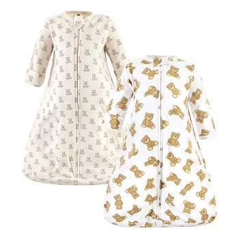 Hudson Baby Cotton Long-Sleeve Wearable Sleeping Bag, Sack, Blanket, Teddy Bear Long Sleeve