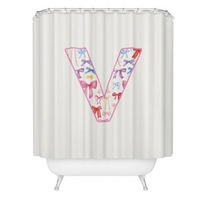 Deny Designs April Lane Art Fancy Bow Monogram Shower Curtain - 1 of 3