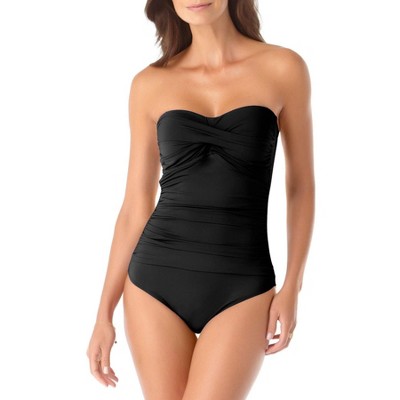 Anne Cole - Women's Solid Twist Front Shirred One Piece Swimsuit