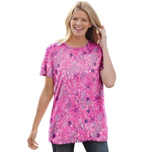 Woman Within Women's Plus Size Perfect Printed Short-Sleeve Crewneck Tee - 1 of 4