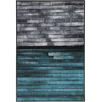 Jasper Lines Hand Painted Textured Abstract Unframed Wall Canvas Teal - StyleCraft