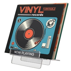 Americanflat Now Playing Vinyl Record Stand - Now Playing Sign with Front Display Shelf and Back Storage - Holds Up to 19 Records - Transparent - 1 of 1