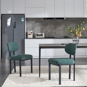 QingMoon Modern Dining Chairs Set of 2, Linen Fabric Kitchen Chairs, with Black Metal Legs Curved, for Dining Room/Kitchen/Living Room - 1 of 4