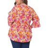 Agnes Orinda Women's Plus Size Floral V Neck Ruffle Sleeve Loose Fit Babydoll Peplum Blouse - 4 of 4