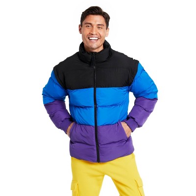 Men's Color Block Puffer Jacket - LEGO® Collection x Target Black/Blue/Purple S