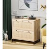VINGLI Wood Rattan 2 Drawer Lateral File Cabinet with Lock, Home Office Filing Cabinets for Hanging Letter/A4/Legal Size Labeled Folders, Oak - 3 of 4