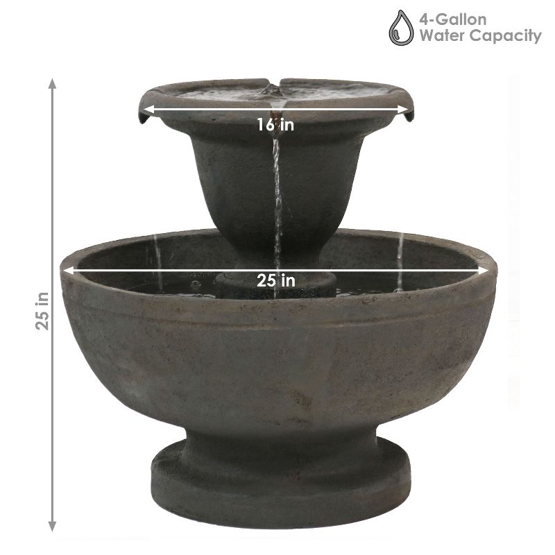 Sunnydaze 25"H Electric Polyresin 2-Tier Streaming Falls Outdoor Water Fountain, 4 of 14