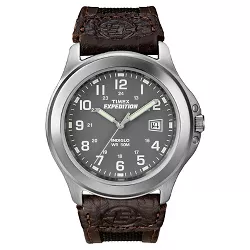 Women's Timex Expedition Field Watch With Nylon/leather Strap -  Silver/brown T41181jt : Target