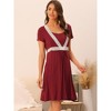 cheibear Women's Lace Short Sleeve Soft Nightgown Maternity Knee Length Sleep Nightshirt - 2 of 4
