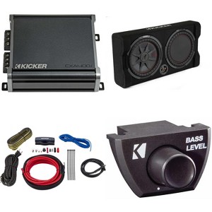 Kicker 48TRTP122  Comp RT 12" Subwoofer Enclosure Package + 46CXA4001 Amp, Bass Knob & Amp Install Kit Bundle - 1 of 4