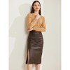 Allegra K Women's Vintage High Waist Side Slit PU Leather Pencil Midi Skirt - 3 of 4