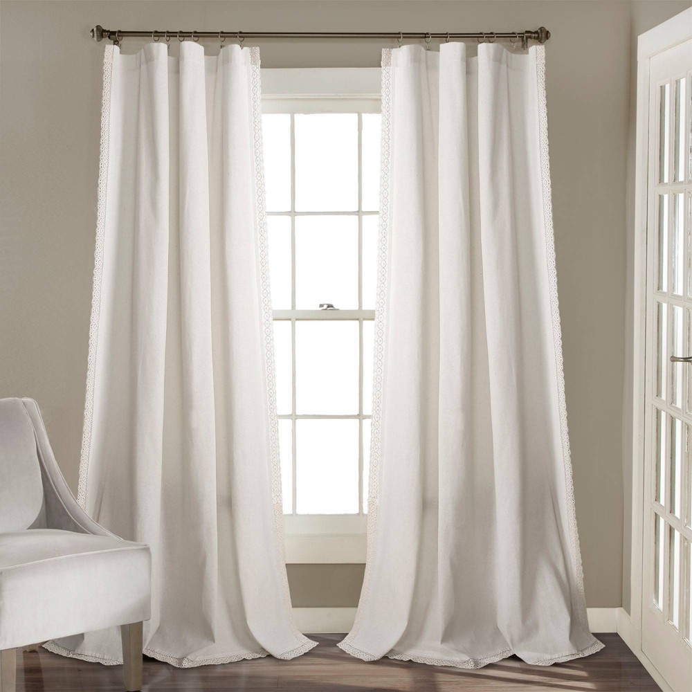 Photos - Curtains & Drapes 95"x54" Rosalie Rod Pocket Light Filtering Window Curtain Panel White - Lu