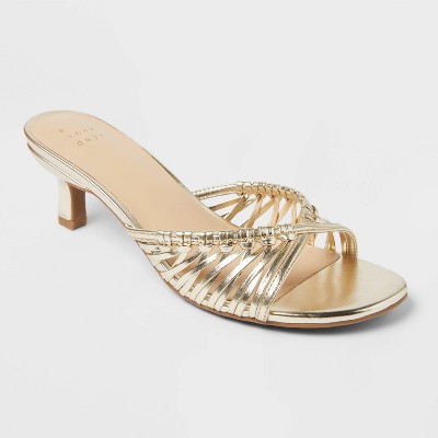Women's Clarisse Strappy Kitten Heels with Memory Foam Insole - A New Day™