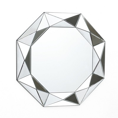 LuxenHome Glass Octagon Frame Accent Wall Mirror Clear