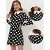 Allegra K Women's Contrast Collar Cat Face Printed Long Sleeve Swing Flare Mini Dress - 2 of 4