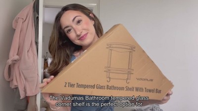 Vdomus Bathroom Glass Corner Shelf Shower Shelve With Towel Bar
