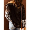 Womens Shacket Contrast Patchwork Corduroy Shirt Long Sleeve Button Down Shirts Oversized Blouses Tops Jacket Dark Brown XL - 3 of 4