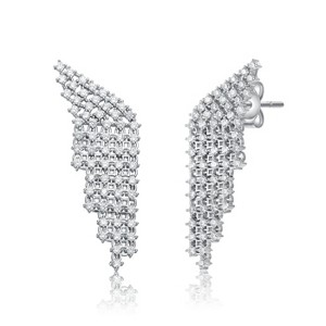 Guili Elegant Sterling Silver White Gold Plated Angel Wing Waterfall Earrings with Cubic Zirconia – Sparkling, Graceful, and Timeless Design - 1 of 2
