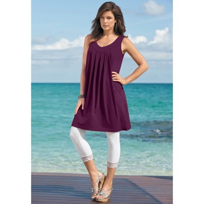Roaman's Lace Trim Essential Stretch Capri Legging - image 5