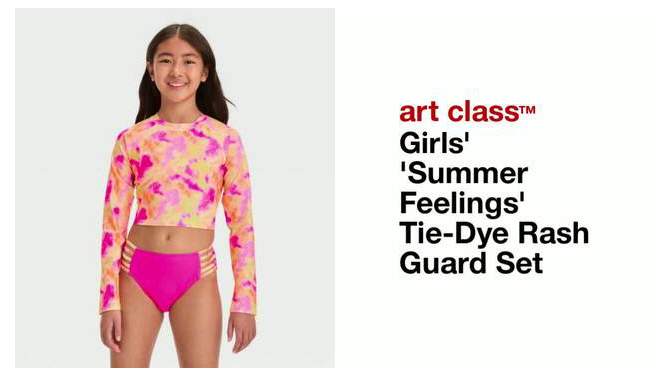 Girls&#39; &#39;Summer Feelings&#39; Tie-Dye Rash Guard Set - art class&#8482;, 2 of 6, play video