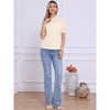 INSPIRE CHIC Women's Floral Lace Mock Neck Puff Short Sleeve Elegant Blouse - 4 of 4