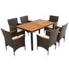 YOOCOZZ  7-Piece Patio Dining Set - PE Rattan with Acacia Tabletop - Brown - 4 of 4