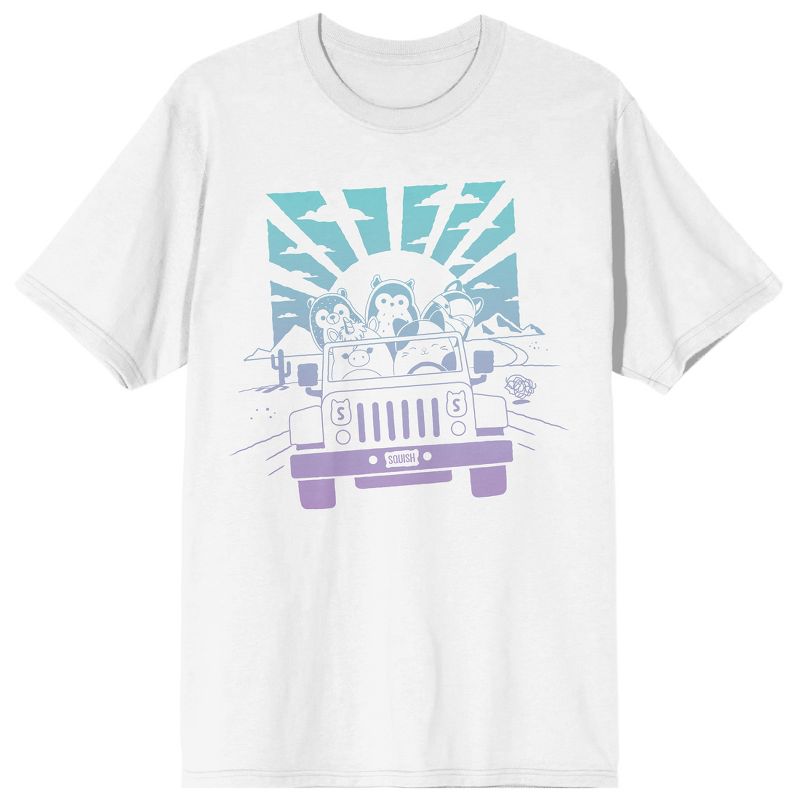 Squishmallows Car Ride Crew Neck Short Sleeve White Adult T-shirt, 1 of 4