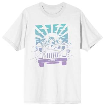 Squishmallows Car Ride Crew Neck Short Sleeve White Adult T-shirt