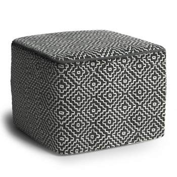 Laurene Square Woven PET Polyester Pouf Gray/White - WyndenHall