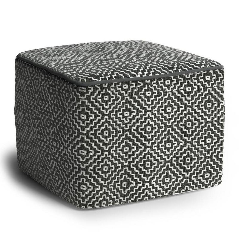 Laurene Square Woven PET Polyester Pouf Gray/White - WyndenHall, 1 of 8