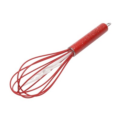 Unique Bargains Christmas Tree Whisk Hand Wash Stainless Steel Silicone Red White 9.96"x2.28"x2.28" 1Pc
