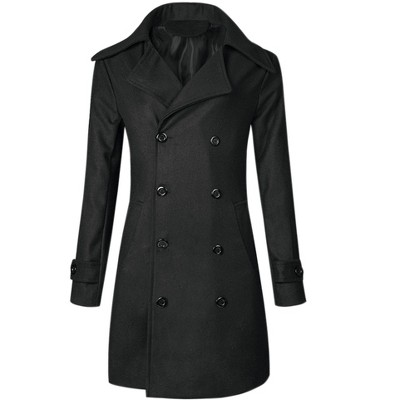 Lars Amadeus Men's Winter Notched Lapel Double-Breasted Long Coats