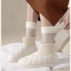 Anna-Kaci Women's 3-Pair Plush Cuffed Crew Socks Soft Knit Ribbed Design Comfortable Everyday Wear - 4 of 4