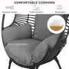 YOOCOZZ Outdoor Patio PE Rattan Egg-Shaped Chair with Curved Back and Semi-Enclosed Cushion - Black+Grey - 4 of 4