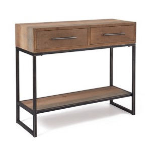 Morris Console Table Brown - Finch: Modern Distressed Finish, 36" Width, Entryway Rectangle Shape, Wood Frame - 1 of 4