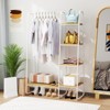 Tangkula Free-Standing Metal Garment Clothing Rack with Hanging Rod 5 Wooden Shelves Adjustable Foot Pads Natural+White/ Rustic Brown+Black - 2 of 4