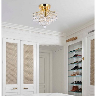 Gold and Crystal 12" Flush Mount Light with Royal Cut Crystals