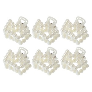 Unique Bargains Women Fashion Pearl Mini Hair Clip Pearl Oval Hairdo Clips 6 Pcs - 1 of 4