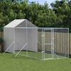 vidaXL Outdoor Dog Kennel Silver Galvanized Steel Large - 6.6‘ x 32.8‘ x 8.2‘ - 3 of 4