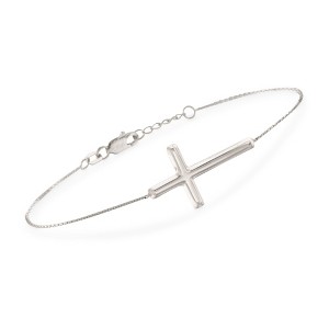 Ross-Simons Italian Sterling Silver Sideways Cross Bracelet - 1 of 3