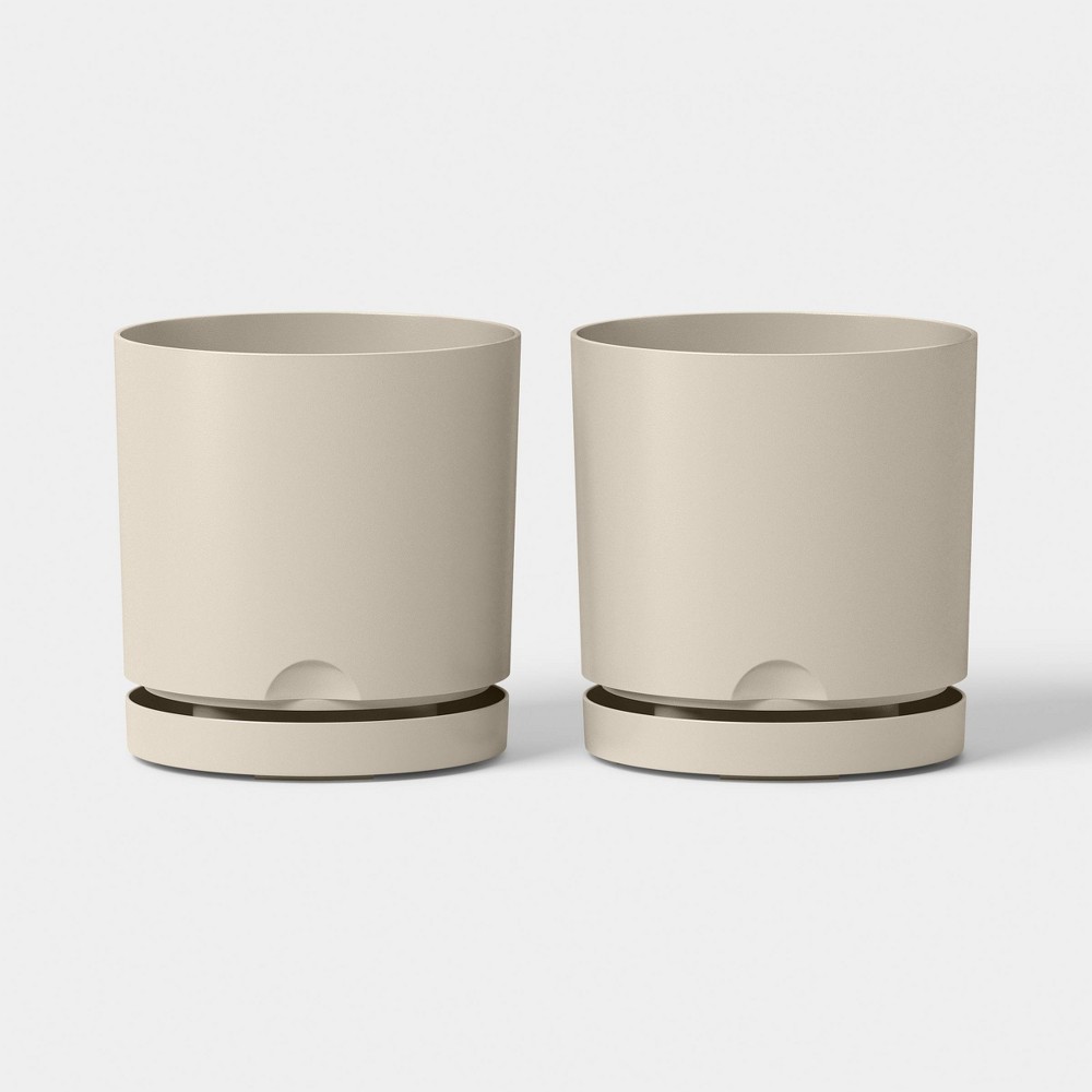 2pc Recycled Resin Indoor Outdoor Planter Pots Tan 4" - Room Essentials™