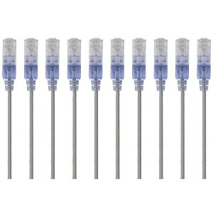 Monoprice Cat6A Ethernet Patch Cable - 5 Feet - Gray | Network Internet Cord - RJ45, 550Mhz, UTP, Pure Bare Copper Wire, 10G, 30AWG, 10-Pack - SlimRun - 1 of 4