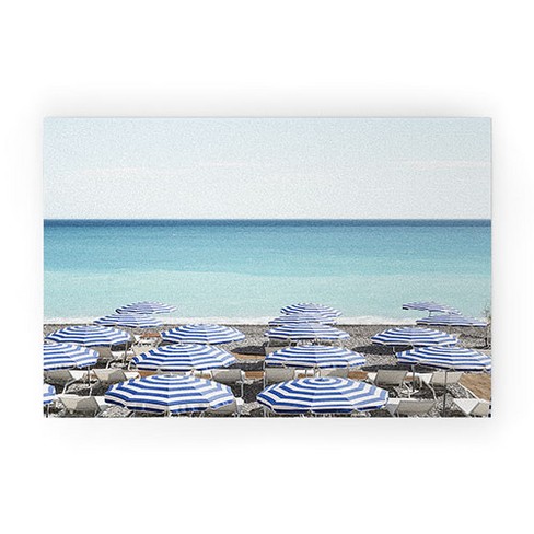 Henrike Schenk - Travel Photography Blue Beach Umbrellas Photo Welcome Mat -Society6 - image 1 of 3