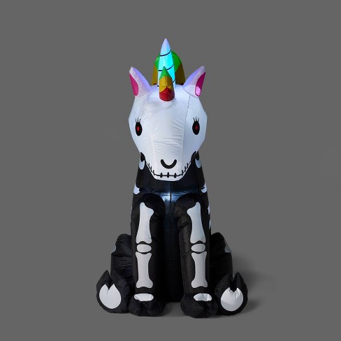 5\' Led Inflatable Skeleton Unicorn Halloween Decoration - Hyde ...