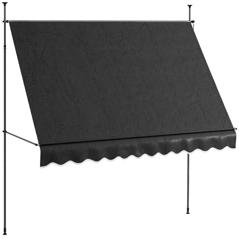 Outsunny Freestanding Retractable Awning, Non-Screw Patio Awning with UV Resistant Fabric, 1 of 7
