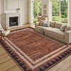 Washable Geometric Bordered Living Room Rugs, Contemporary Non Slip Low Pile Bedroom Carpet, Stain Resistant Dining Room Rugs - 2 of 4