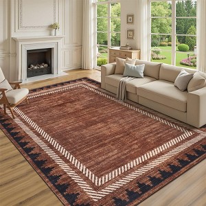 Garvee Modern Border Area Rug Washable Soft Low Pile Non Slip Rugs for Living Room Bedroom Home Decor - 1 of 4